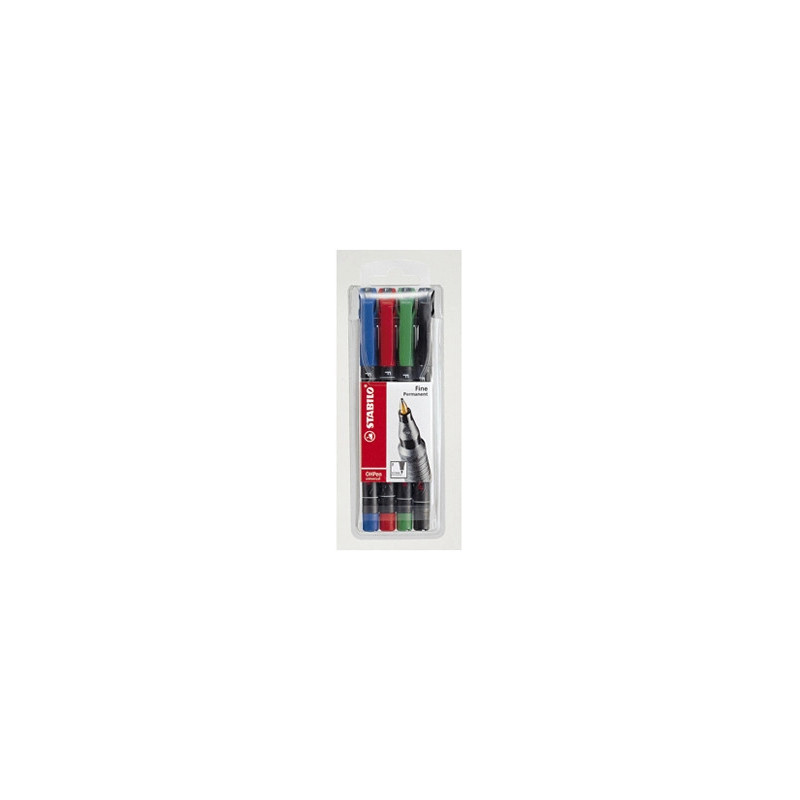Stylo-feutre stabilo ohp pen permanent pointe fine 0.7mm encre indélébile multi-supports agrafe coloris bleu