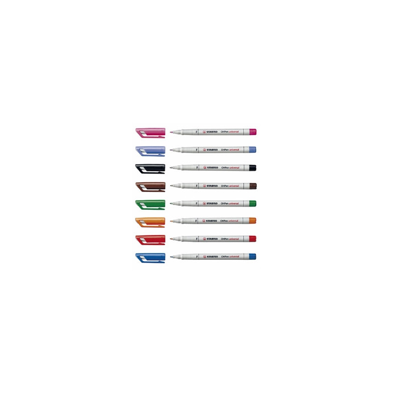 Stylo-feutre stabilo ohp pen soluble pointe fine 0.7mm multi-supports effaçable grip ergonomique coloris bleu