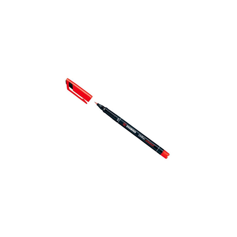 Stylo-feutre stabilo ohp pen permanent pointe extra fine 0.4mm encre indélébile multi-supports agrafe coloris rouge