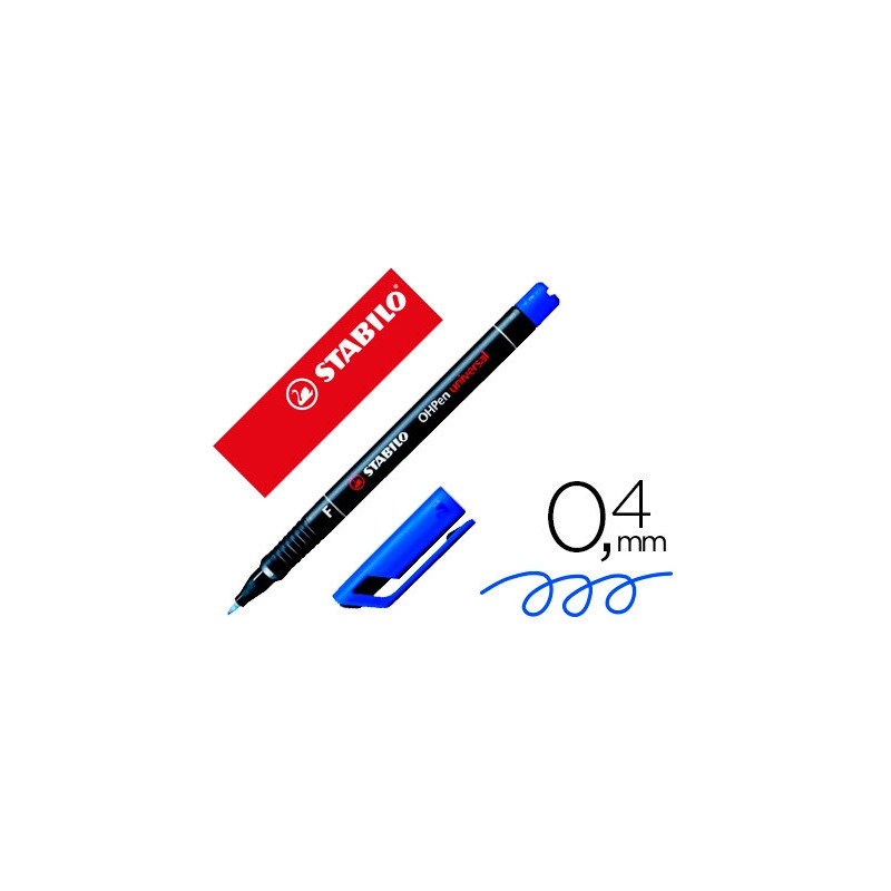 Stylo-feutre stabilo ohp pen permanent pointe extra fine 0.4mm encre indélébile multi-supports agrafe coloris bleu