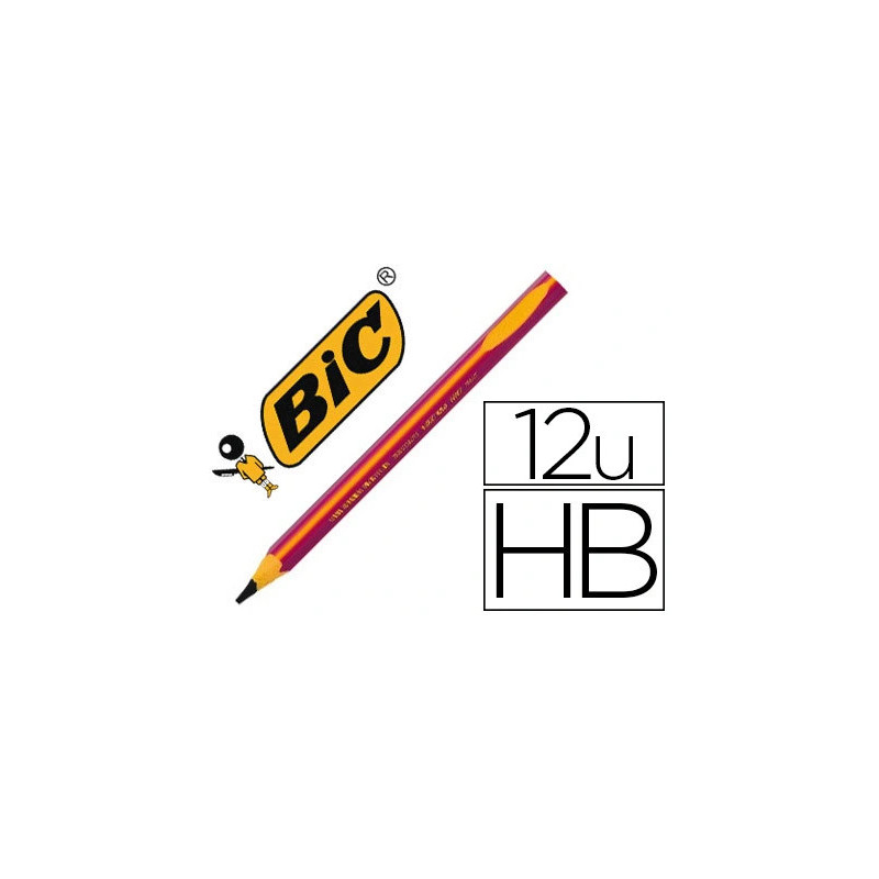 Crayon graphite bic d'apprentissage corps triangulaire mine ultra-solide hb 4mm coloris rose