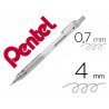Porte-mines pentel graphgear 300 canon fixe 4mm mine 0,7mm grip metal gomme avec capuchoncorps metal coloris blanc