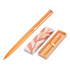 Stylo-bille belius rose aluminium details et attributs or rose encre bleue coloris orange dans coffret cadeau