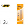 Stylo-bille bic atlantis soft pointe moyenne 1,0mm blister de 2 recharges bleu