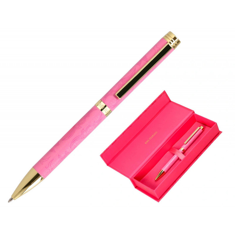 Stylo-bille belius wild west aluminium encre bleue coloris rose dore boite design