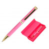 Stylo-bille belius wild west aluminium encre bleue coloris rose dore boite design