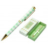 Stylo-bille belius picnic aluminium encre bleue coloris vert dore boite design