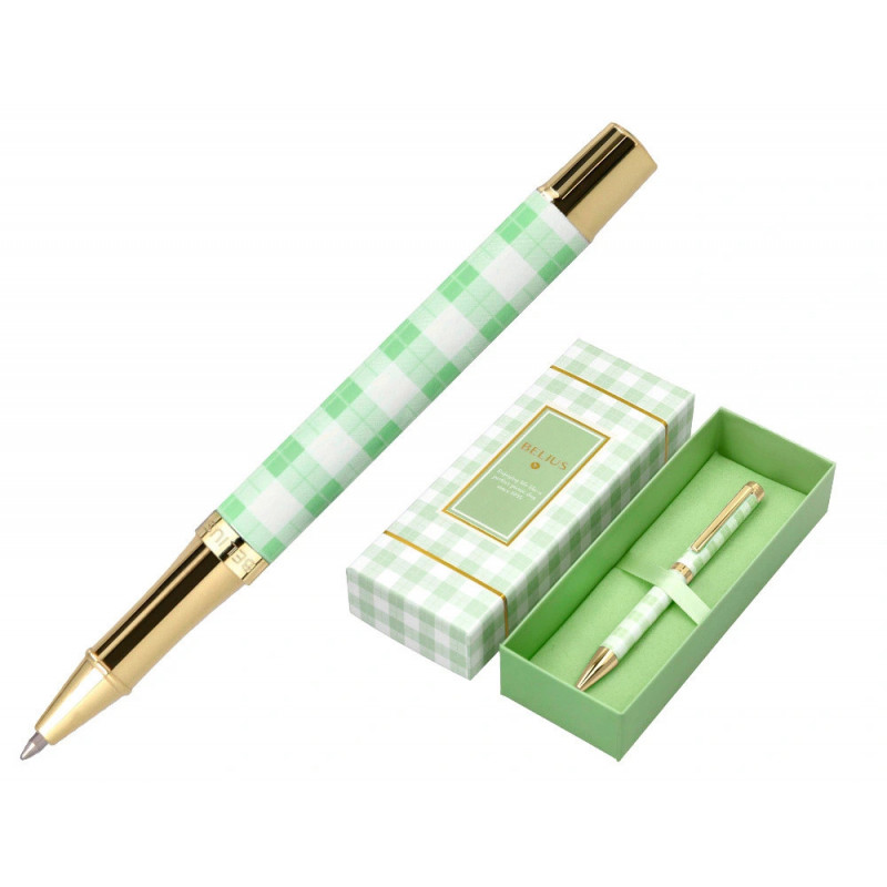 Roller belius picnic aluminium encre noire coloris vert dore boite design
