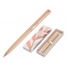 Stylo-bille belius rose corps aluminium encre bleue coloris beige claire or rose boite design