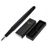 Stylo-plume belius neptuno corps aluminium texture wavy encre bleue coloris bleu marine boite design