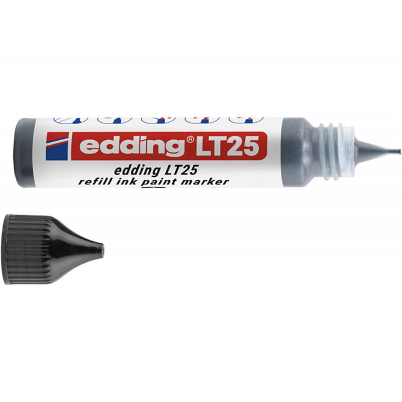 Recharge edding lt 25 encre marqueur peinture ecoline 25ml coloris noir
