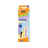 Stylo-bille bic cristal pastel pointe moyenne 1,0mm encre bleue classique capuchon coloris assortis b