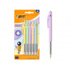 Stylo-bille bic m10 pointe moyenne 1,0mm encre bleue bouton poussoir lateral coloris pastel assortis