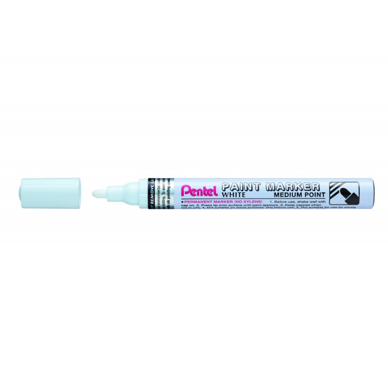 Marqueur pentel peinture paint marker multi-supports pointe moyenne 4,5mm coloris blanc