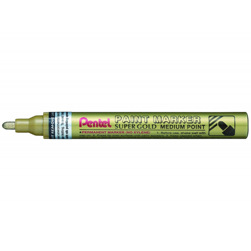 Marqueur pentel peinture paint marker multi-supports pointe moyenne 4,5mm coloris or