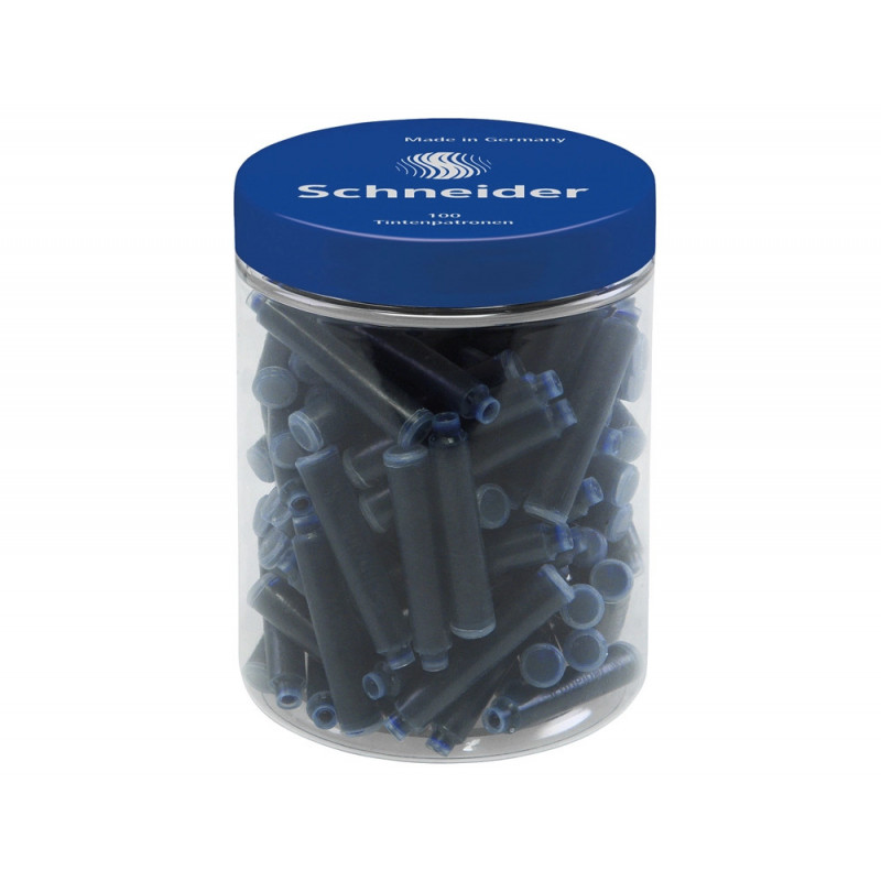 Cartouches schneider courtes internationales encre coloris bleu pot de 100 unit s