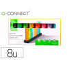 Surligneur q-connect fluorescent pastel pointe biseautee etui de bureau 8 coloris assortis