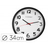 Horloge q-connect murale plastique design actuel numéros noirs fond blanc 1 pile aa non fournie diamètre 34cm noir