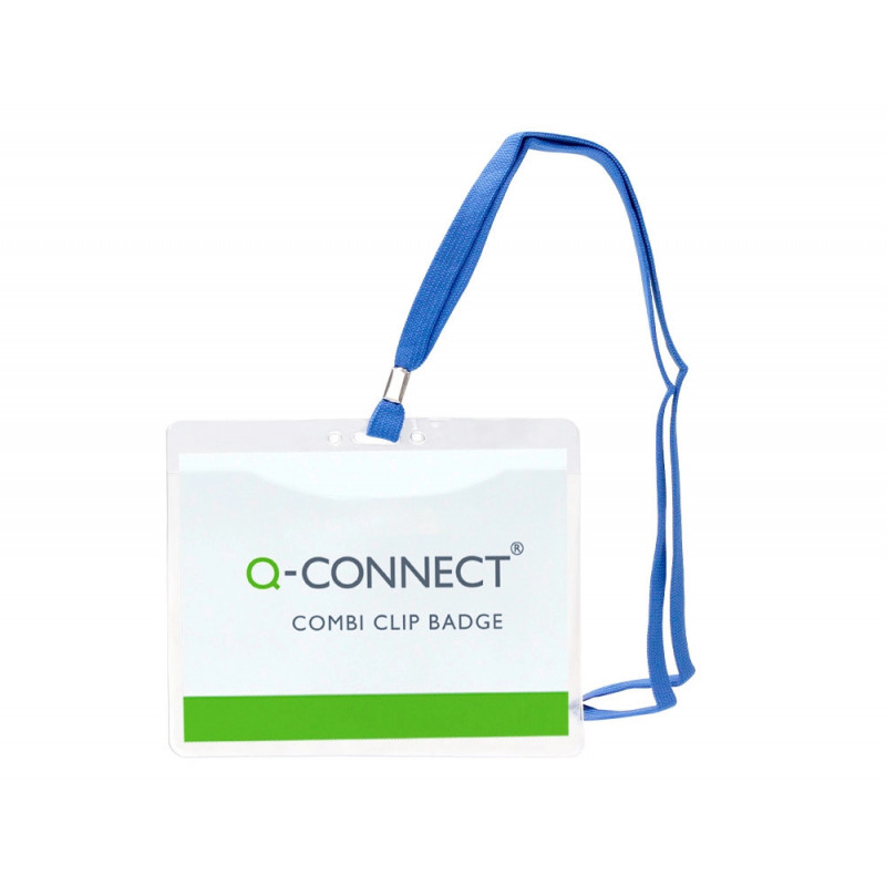 Badge q-connect lacet pvc interieur carte blanche format a6 154x127mm