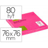 Bloc-notes q-connect quick notes couleurs néon 76x76mm 80f repositionnables coloris rose vif