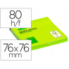Bloc-notes q-connect quick notes couleurs néon 76x76mm 80f repositionnables coloris vert vif
