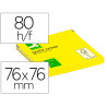 Bloc-notes q-connect quick notes couleurs néon 76x76mm 80f repositionnables coloris jaune vif