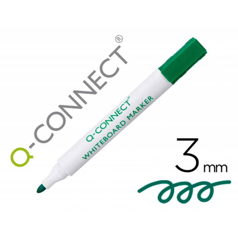 Marqueur q-connect tableau blanc pointe ogive tracé 2/3mm corps plastique encre base alcohol coloris vert