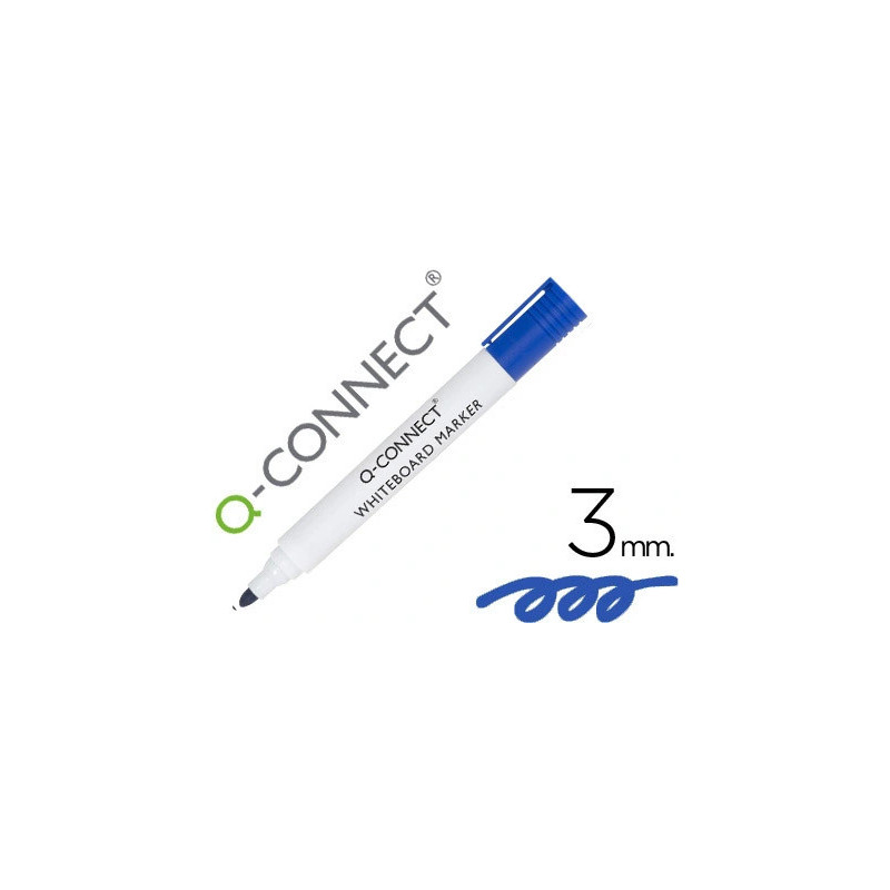 Marqueur q-connect tableau blanc pointe ogive tracé 2/3mm corps plastique encre base alcohol coloris bleu