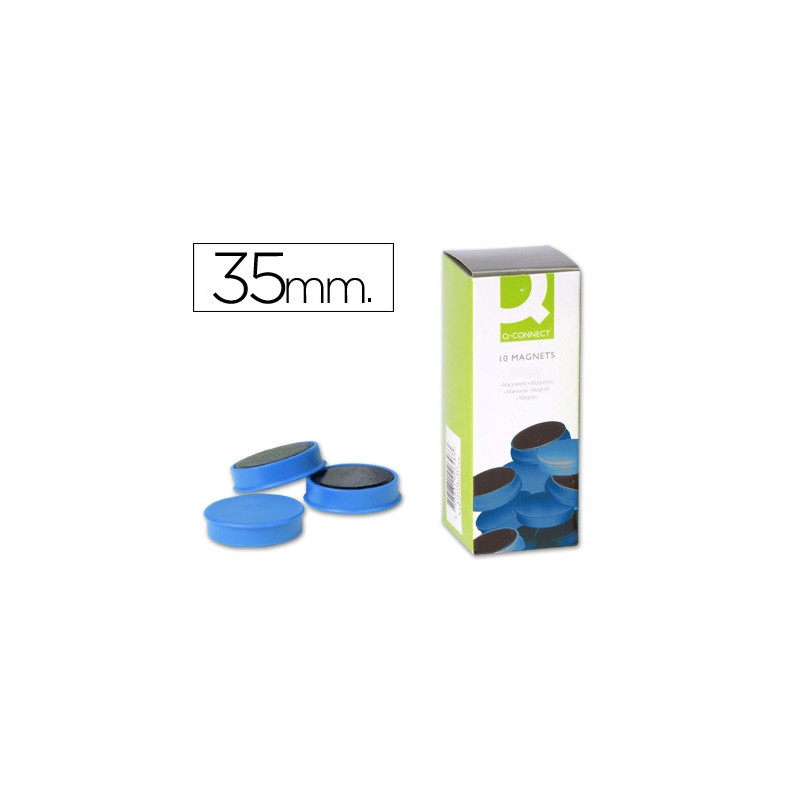 Aimant q-connect diamètre 35mm affichage signalisation toutes surfaces métalliques coloris bleu boîte 10 unités