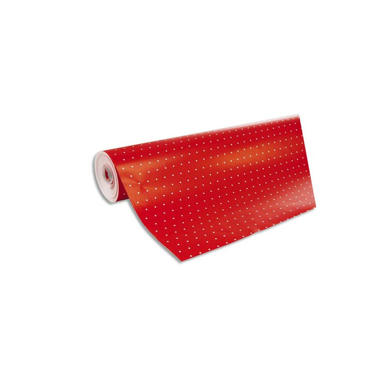 CLAIREFONTAINE Rouleau de papier cadeau ALLIANCE 80g. Spécial commercant : 50x0,7m. Rouge pois Blanc