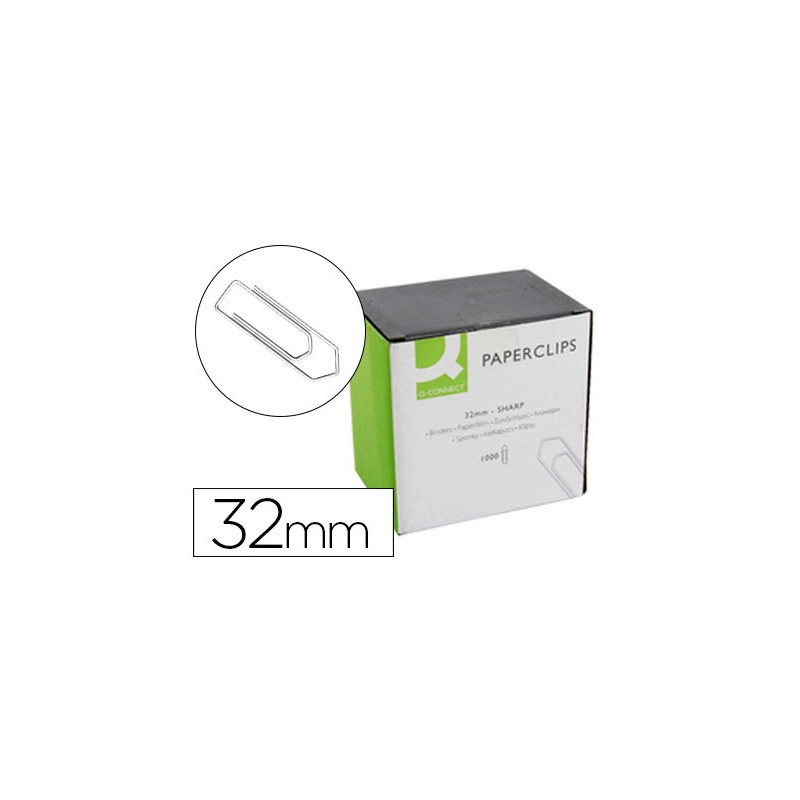 Trombone q-connect galvanisé 32mm boîte carton 1000 unités