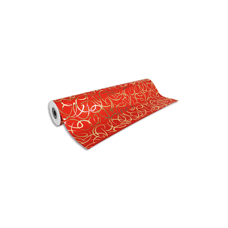 CLAIREFONTAINE Rouleau papier cadeau Arabesque Premium 80g. Dimensions 50 x 0,70m. Coloris Rouge motif or