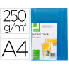 Couverture q-connect carton 250g grain cuir pour reliure format a4 coloris bleu paquet 100 unités