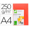 Couverture q-connect carton 250g grain cuir pour reliure format a4 coloris rouge paquet 100 unités