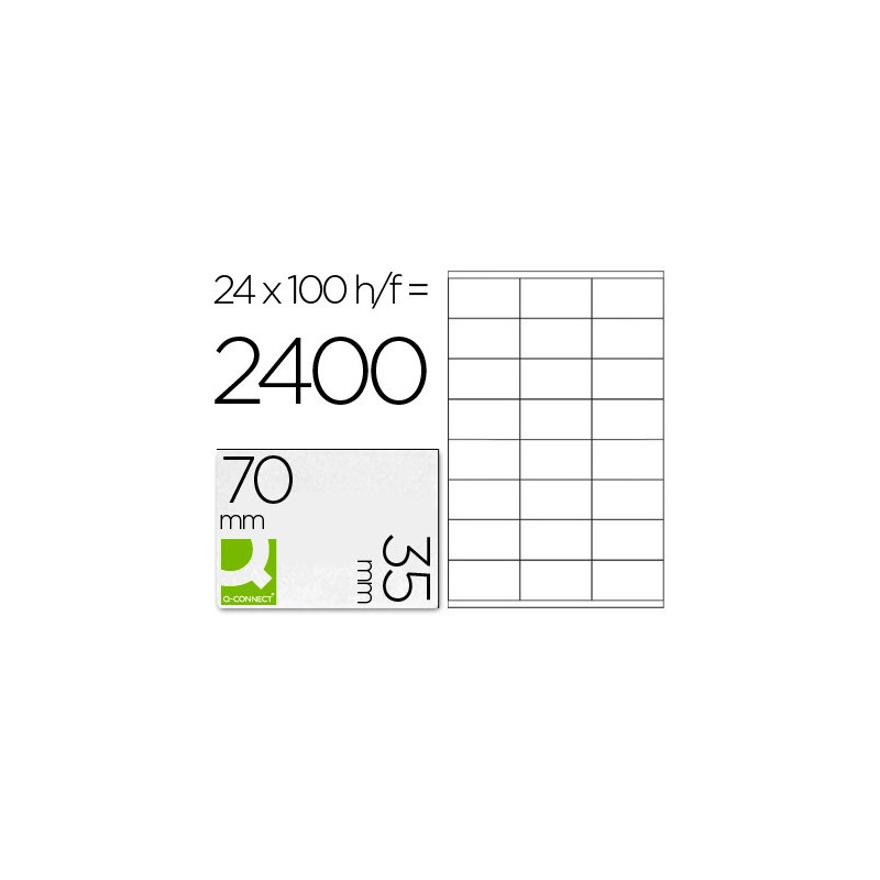 Étiquette adhésive q-connect 70x35mm coins droits imprimante jet d'encre laser copieur boîte 100 feuilles 2400 unités