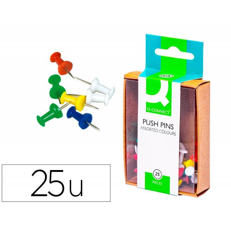 Punaise q-connect épingle mémo coloris assortis boîte 25 unités