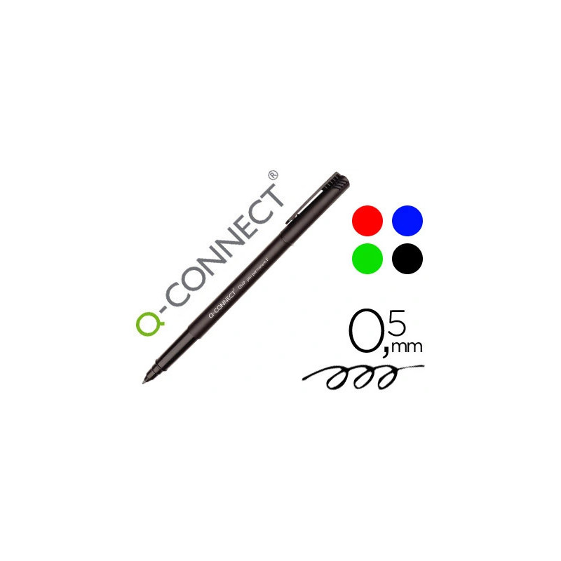 Stylo-feutre q-connect permanent pointe fine multi-supports cd/dvd plastique couleur noir pochette 4 unités
