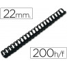 Anneau plastique à relier q-connect capacité 180f 22mm diamètre coloris noir boîte 50 unités