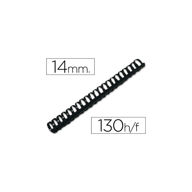 Anneau plastique à relier q-connect capacité 100f 14mm diamètre coloris noir boîte 100 unités