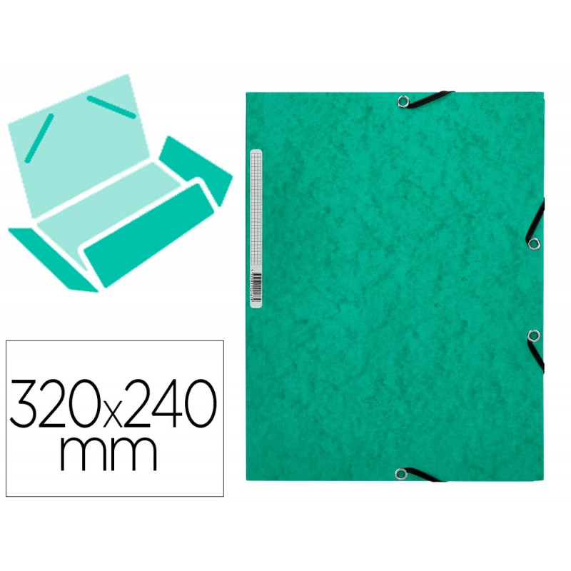 Chemise q-connect carte lustrée 375g pour documents a4 320x243mm 3 rabats coloris vert