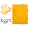 Chemise q-connect carte lustrée 375g pour documents a4 320x243mm 3 rabats coloris jaune