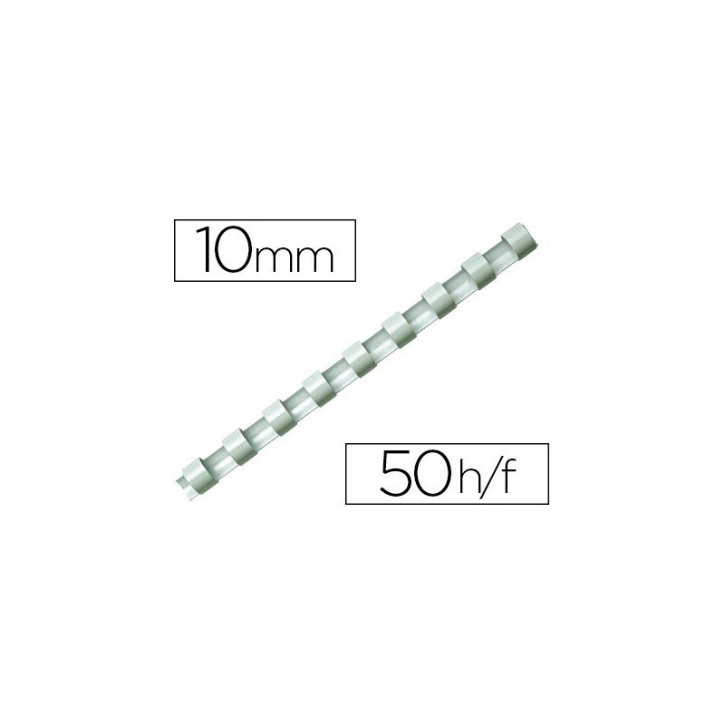 Anneau plastique à relier q-connect capacité 50f 10mm diamètre coloris blanc boîte 100 unités