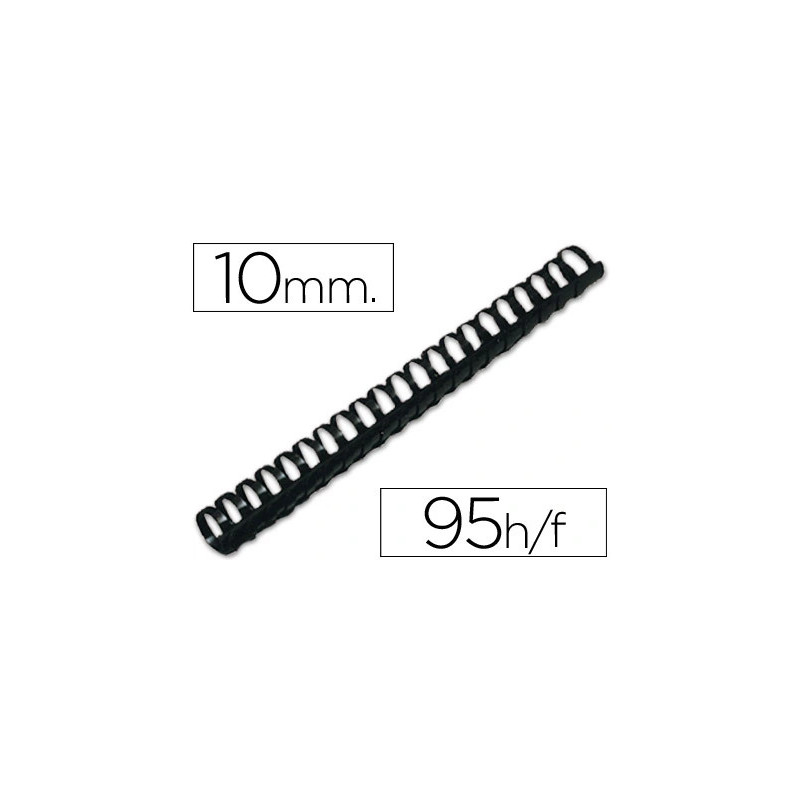 Anneau plastique à relier q-connect capacité 50f 10mm diamètre coloris noir boîte 100 unités