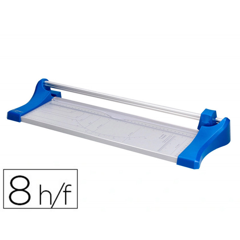 Rogneuse q-connect a3 10f base acier lame rotative aig uisée automatique table imprimée guide angle 440x157mm