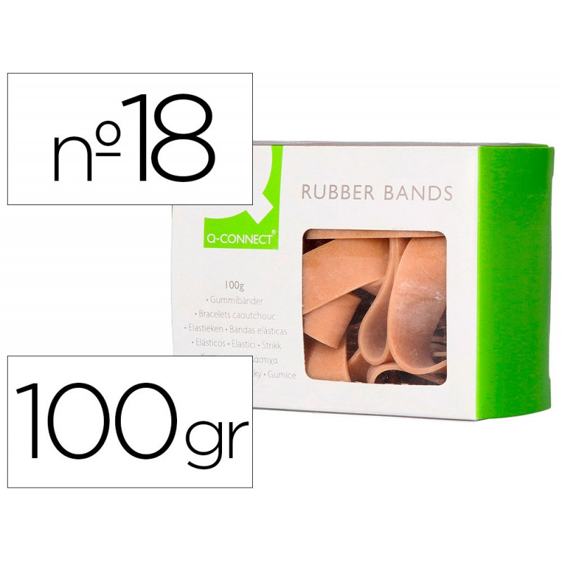 Bracelet caoutchouc q-connect n.18 180x16mm boîte fenêtre 100g