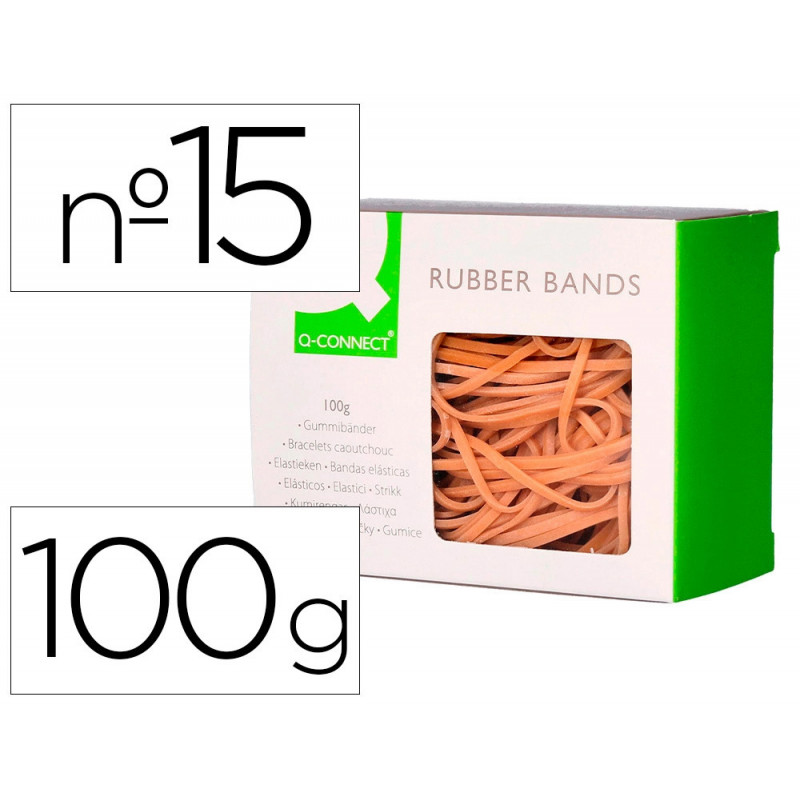 Bracelet caoutchouc q-connect n.15 150x2mm boîte fenêtre 100g