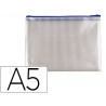 Pochette q-connect porte-documents pvc a5 ouverture supérieure avec fermeture éclair coloris bleu