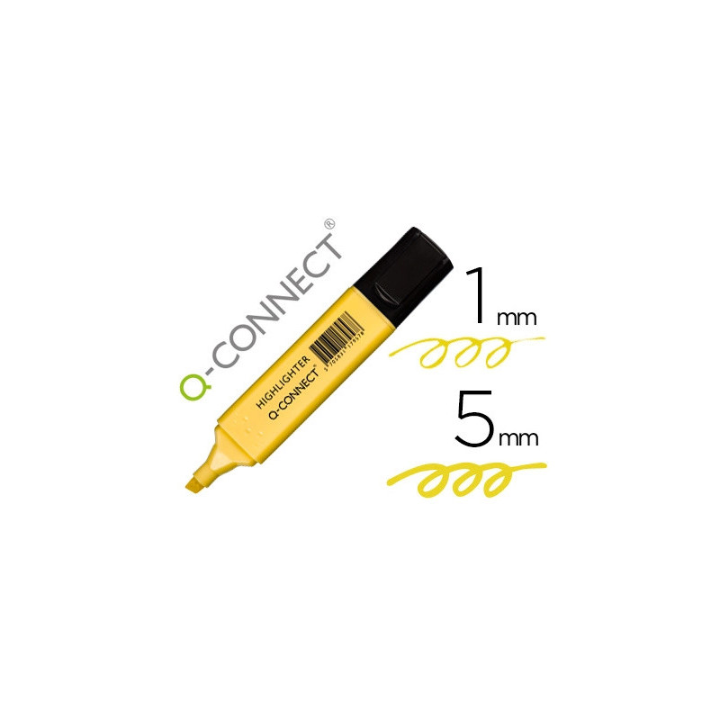 Surligneur q-connect pastel tracé 2/5 mm pointe biseautée coloris jaune