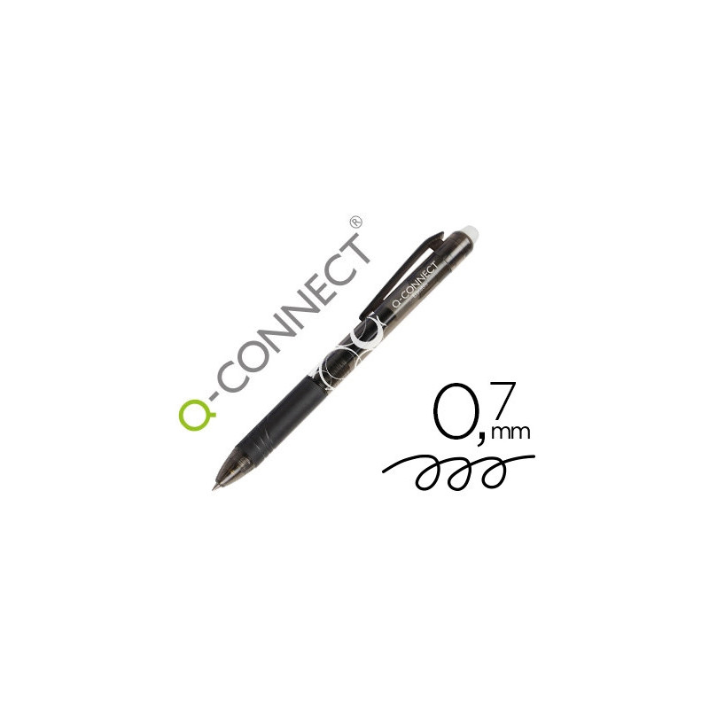 Roller q-connect écriture moyenne 0.7mm encre effaçable grip préhension gomme sertie coloris noir