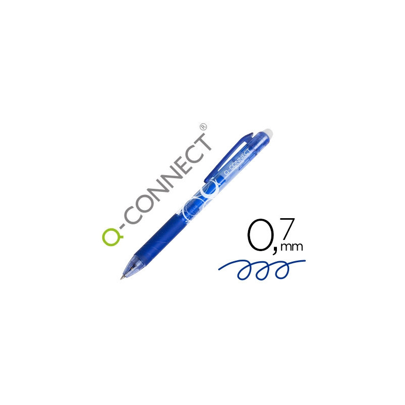 Roller q-connect écriture moyenne 0.7mm encre effaçable grip préhension gomme sertie coloris bleu